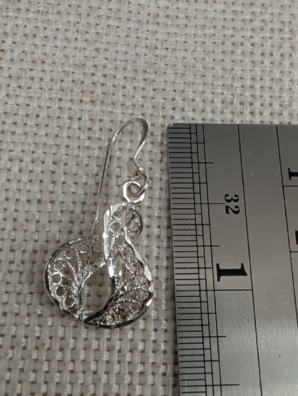 Vintage Sterling Silver 925 Filigree Lace Drop Earrings Dangle Art Nouveau - Picture 13 of 17